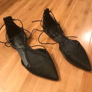 Black lace up flats